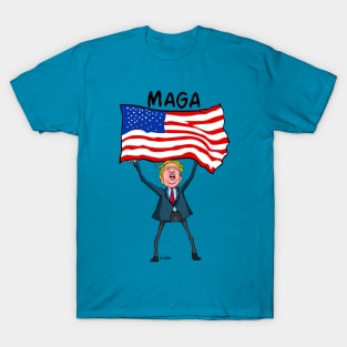 Trump Carry US Flag with MAGA T-Shirt